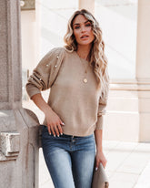 Yorkville Strickpullover mit Perlenverzierung - Mandel
